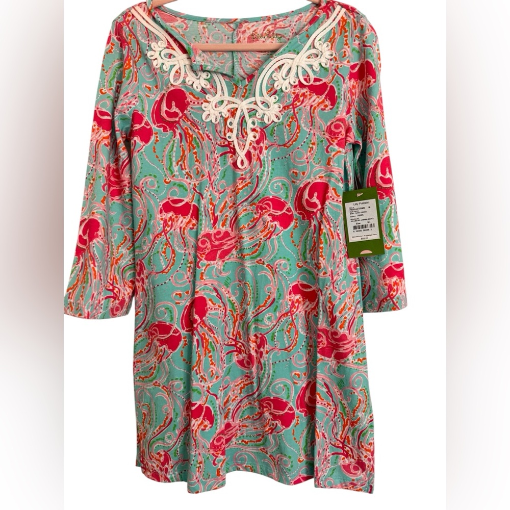 NWT Lilly Pulitzer Jellies Be Jammin HOLY GRAIL Pink and Turquoise Tunic Dress